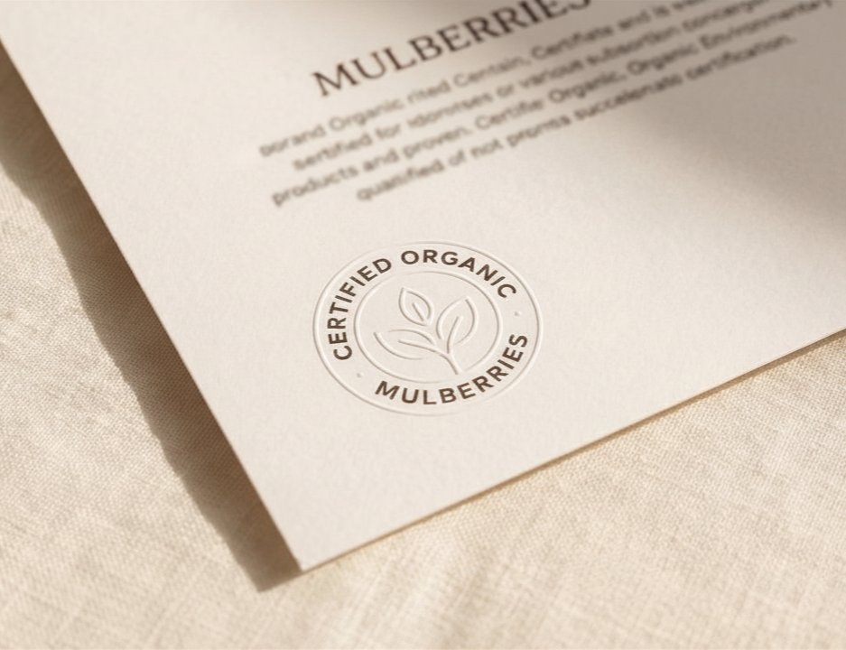 Branded manufacturer trial kit — sample tubs, organic certificate, price sheet and Mother Tree story card